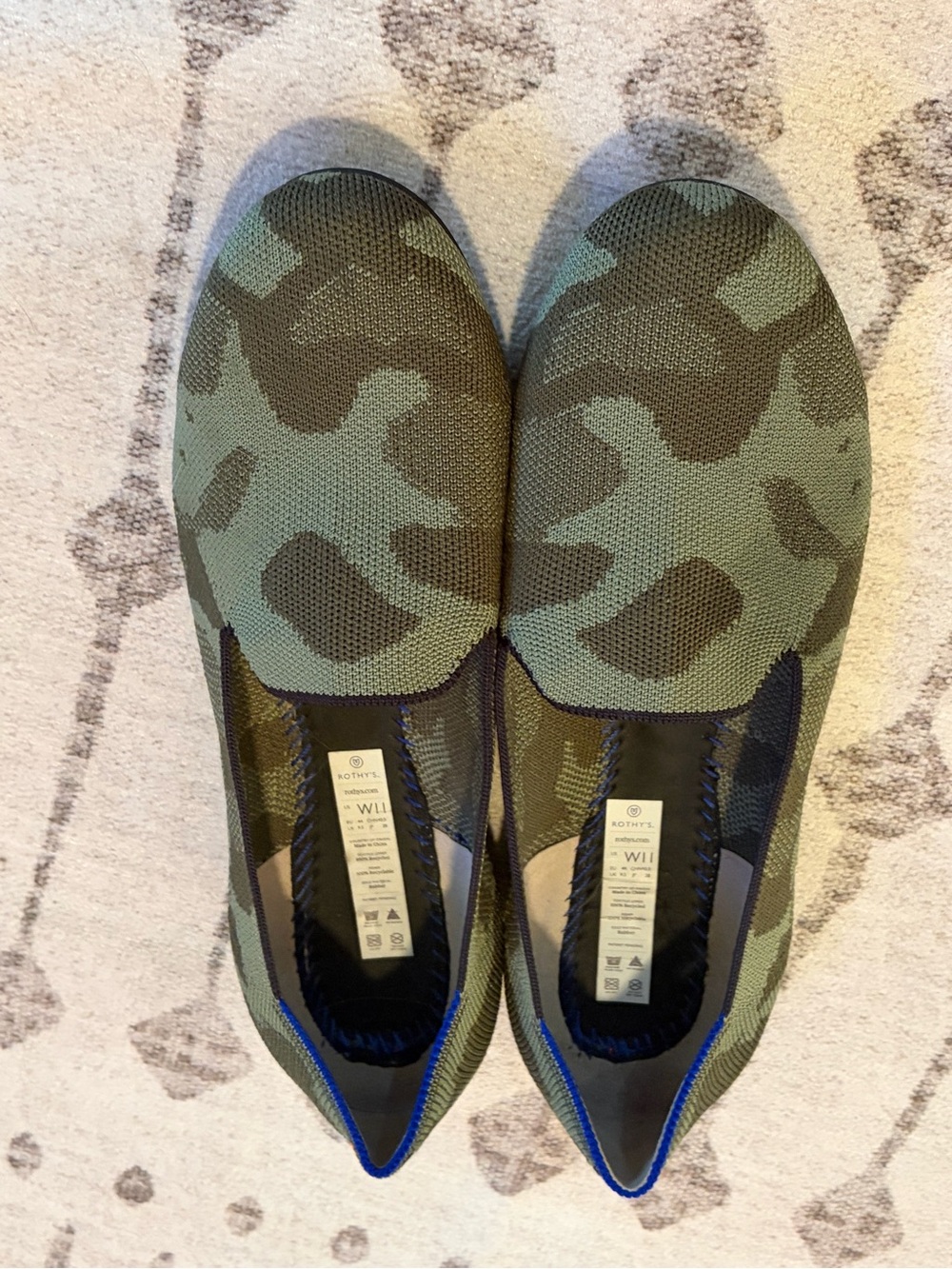 Rothy’s The Loafer Olive Camo Green Knit Flats Women’s 11 - Picture 7 of 8